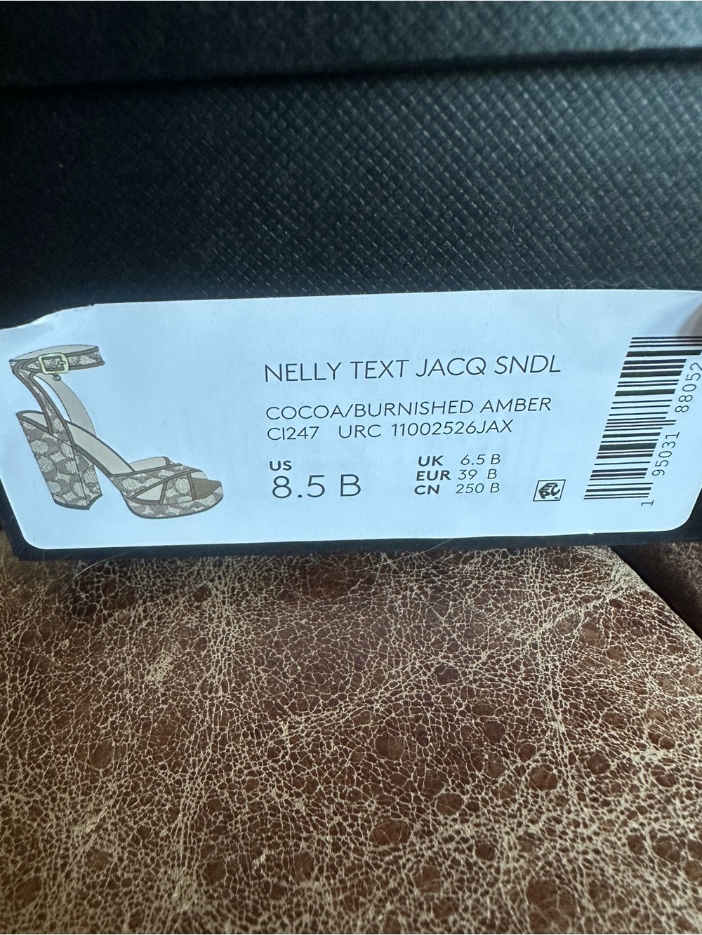 Coach “Nelly” jacquard signature cocoa amber Block Heel Sandals - Picture 8 of 10